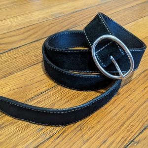 Black Leather Suede Belt L